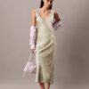 Robe mi-longue à imprimé satin froissé Robe mi-longue à imprimé satin froissé