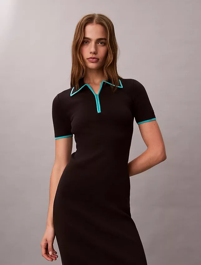Robe midi à bordures colorées Robe midi à bordures colorées