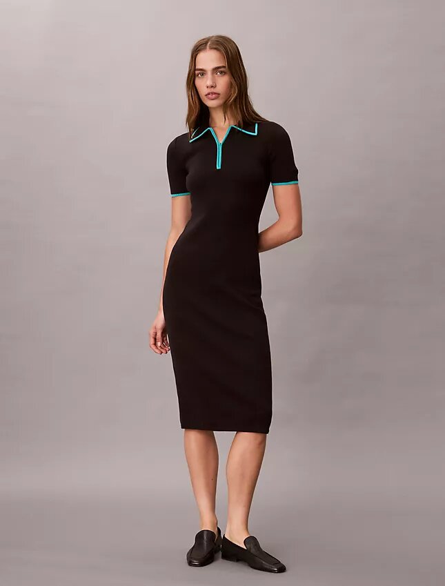 Robe midi à bordures colorées Robe midi à bordures colorées