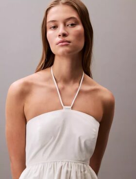 Robe midi dos nu en sergé de coton Robe midi dos nu en sergé de coton
