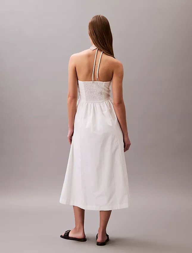 Robe midi dos nu en sergé de coton Robe midi dos nu en sergé de coton