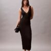 Robe midi en viscose côtelée Robe midi en viscose côtelée