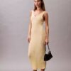 Robe midi en viscose côtelée