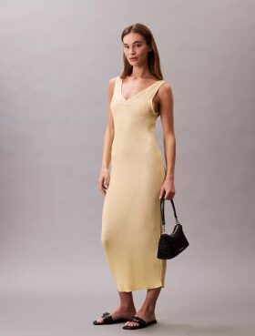 Robe midi en viscose côtelée Robe midi en viscose côtelée