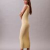 Robe midi en viscose côtelée