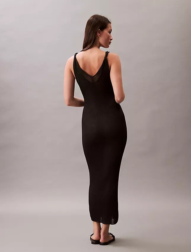 Robe midi en viscose côtelée Robe midi en viscose côtelée