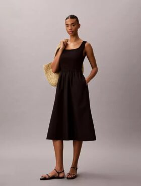 Robe midi froncée