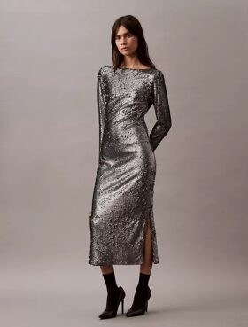 Robe midi à paillettes