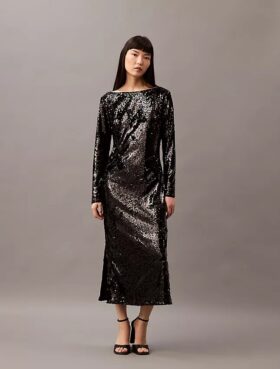 Robe midi à paillettes