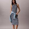 Robe midi à rayures côtelées Monologo Robe midi à rayures côtelées Monologo