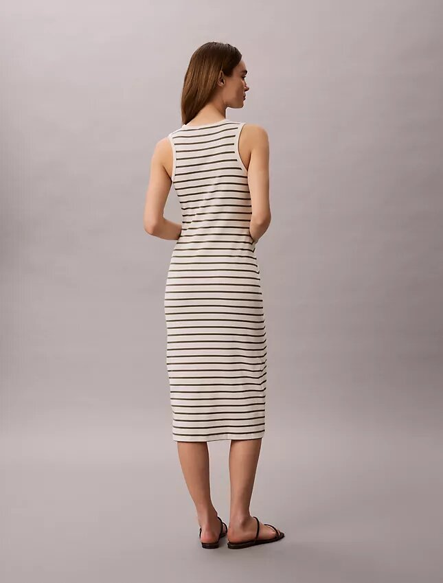 Robe midi à rayures côtelées Monologo Robe midi à rayures côtelées Monologo