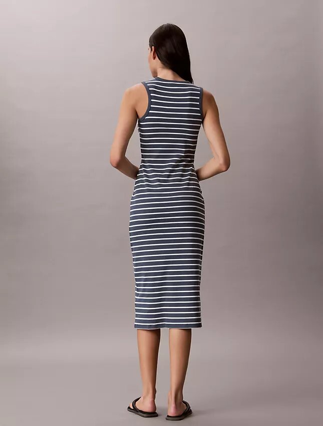 Robe midi à rayures côtelées Monologo Robe midi à rayures côtelées Monologo