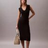 Robe midi sans manches en maille Robe midi sans manches en maille