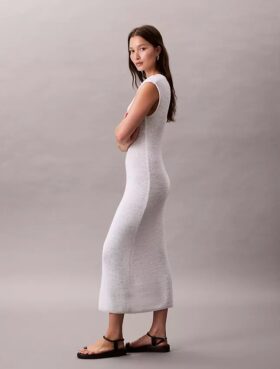 Robe midi sans manches en maille Robe midi sans manches en maille