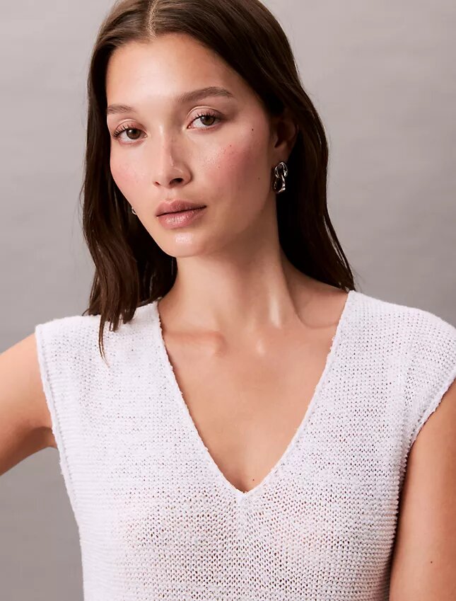 Robe midi sans manches en maille Robe midi sans manches en maille