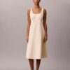 Robe midi sans manches en popeline de coton Robe midi sans manches en popeline de coton