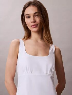 Robe midi sans manches en popeline de coton