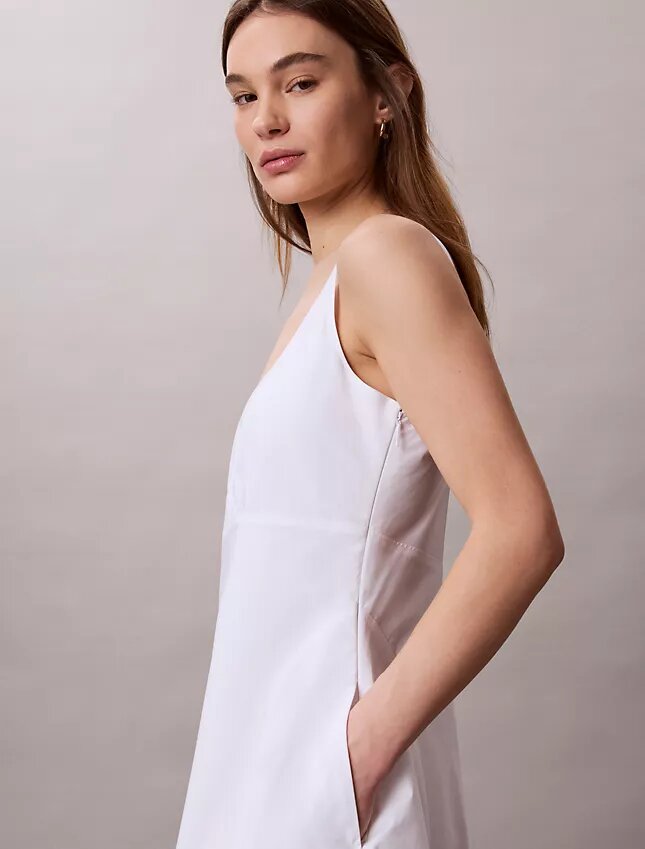 Robe midi sans manches en popeline de coton Robe midi sans manches en popeline de coton
