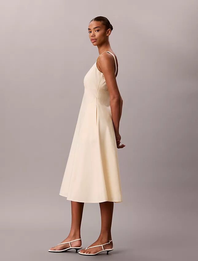 Robe midi sans manches en popeline de coton Robe midi sans manches en popeline de coton