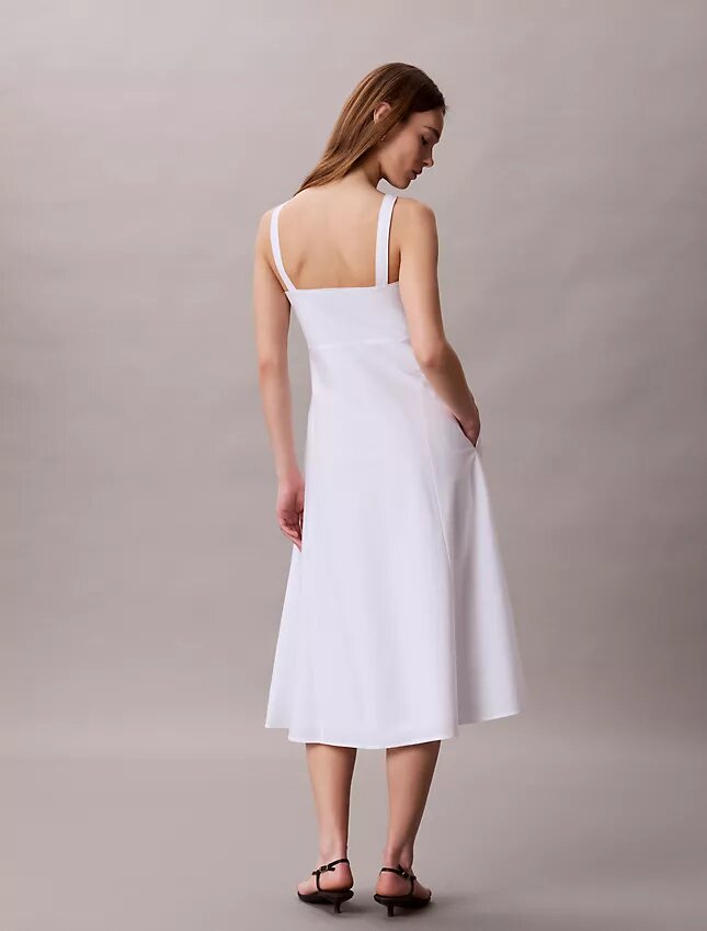 Robe midi sans manches en popeline de coton Robe midi sans manches en popeline de coton