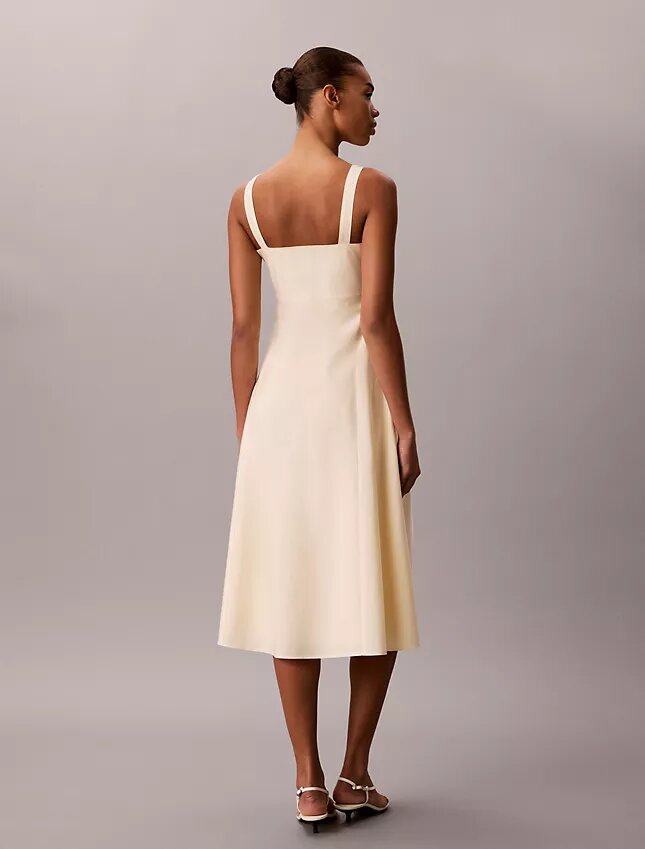 Robe midi sans manches en popeline de coton Robe midi sans manches en popeline de coton
