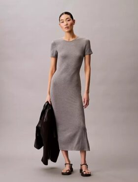 Robe midi slim unie extensible