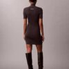 Robe-pull en maille côtelée mélange laine mérinos et lurex