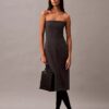 Robe sans bretelles en laine mélangée brossée Robe sans bretelles en laine mélangée brossée