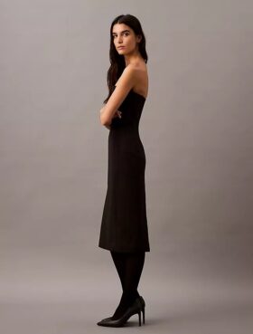 Robe sans bretelles en laine mélangée brossée