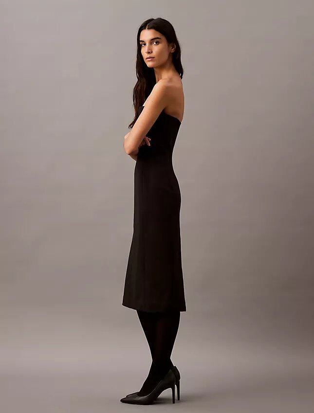 Robe sans bretelles en laine mélangée brossée Robe sans bretelles en laine mélangée brossée