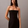 Robe sans bretelles en laine mélangée brossée Robe sans bretelles en laine mélangée brossée