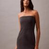 Robe sans bretelles en laine mélangée brossée Robe sans bretelles en laine mélangée brossée