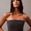 Robe sans bretelles en laine mélangée brossée Robe sans bretelles en laine mélangée brossée