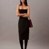 Robe sans bretelles en laine mélangée brossée Robe sans bretelles en laine mélangée brossée