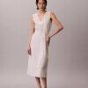Robe sans manches à col en V et ceinture en mélange de lin Robe sans manches à col en V et ceinture en mélange de lin