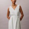 Robe sans manches à col en V et ceinture en mélange de lin Robe sans manches à col en V et ceinture en mélange de lin