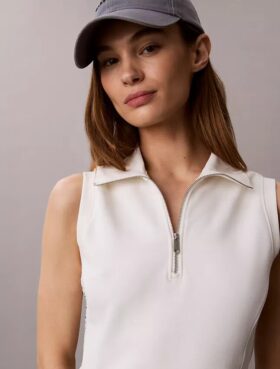 Robe sans manches en molleton à fermeture éclair 1/4