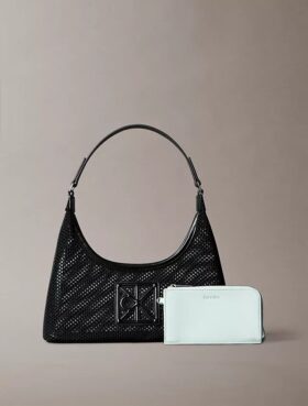 Sac à bandoulière en maille avec logo emblématique