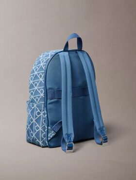 Sac à dos en Denim avec logo emblématique sur toute la surface