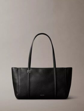 Sac fourre-tout en simili cuir texturé galets avec logo emblématique