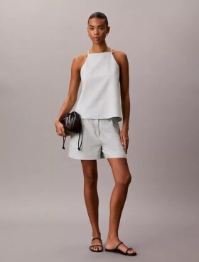 Short ajusté en mélange de lin
