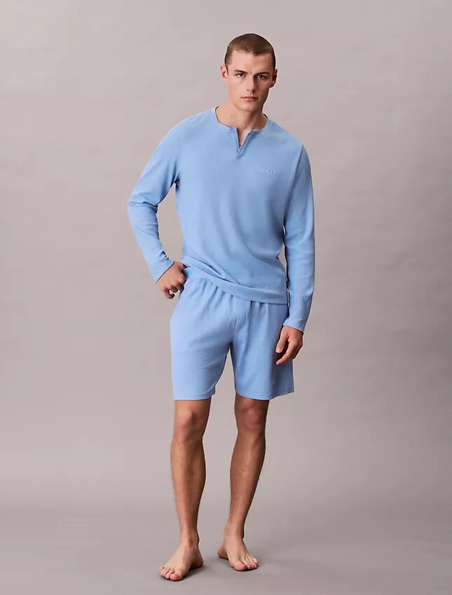 Short de nuit en maille gaufrée Short de nuit en maille gaufrée