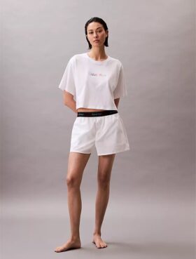 Short de nuit en popeline avec logo Pride