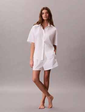 Short de nuit en popeline de coton Short de nuit en popeline de coton