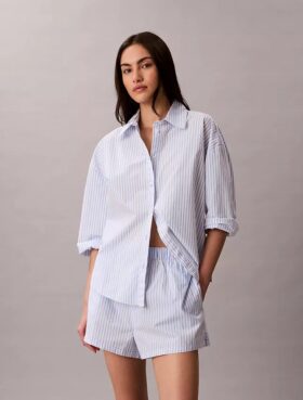Short de nuit en popeline de coton Short de nuit en popeline de coton