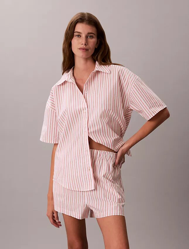 Short de nuit en popeline de coton Short de nuit en popeline de coton