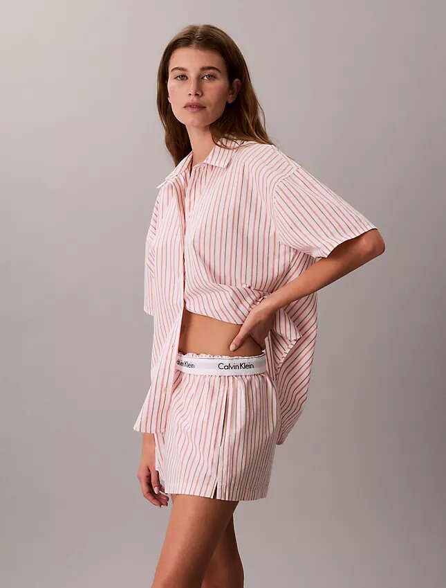 Short de nuit en popeline de coton Short de nuit en popeline de coton