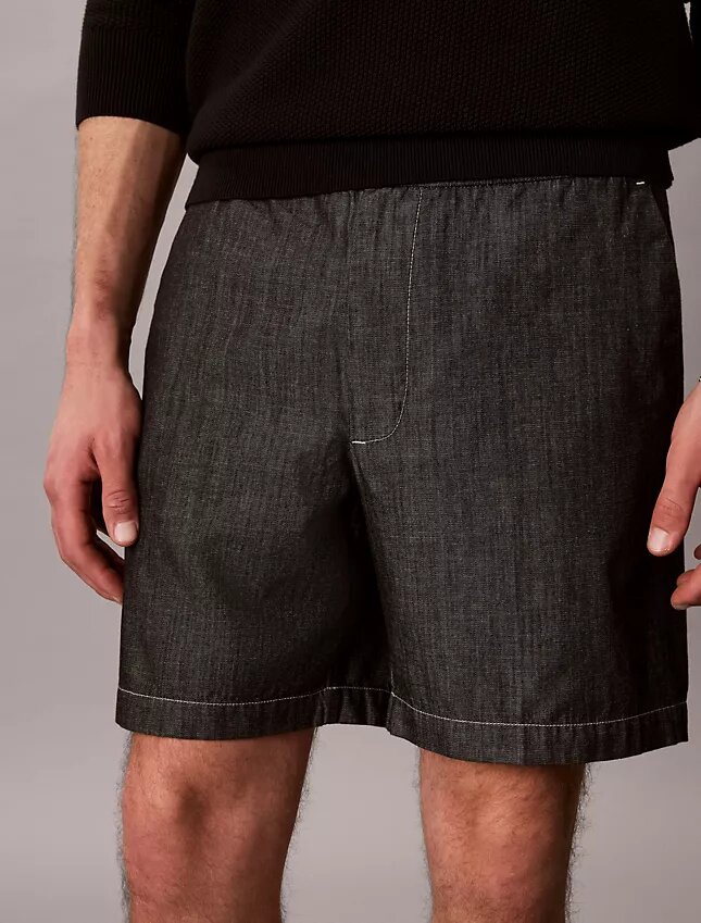 Short droit en chambray à enfiler, 18 cm Short droit en chambray à enfiler, 18 cm