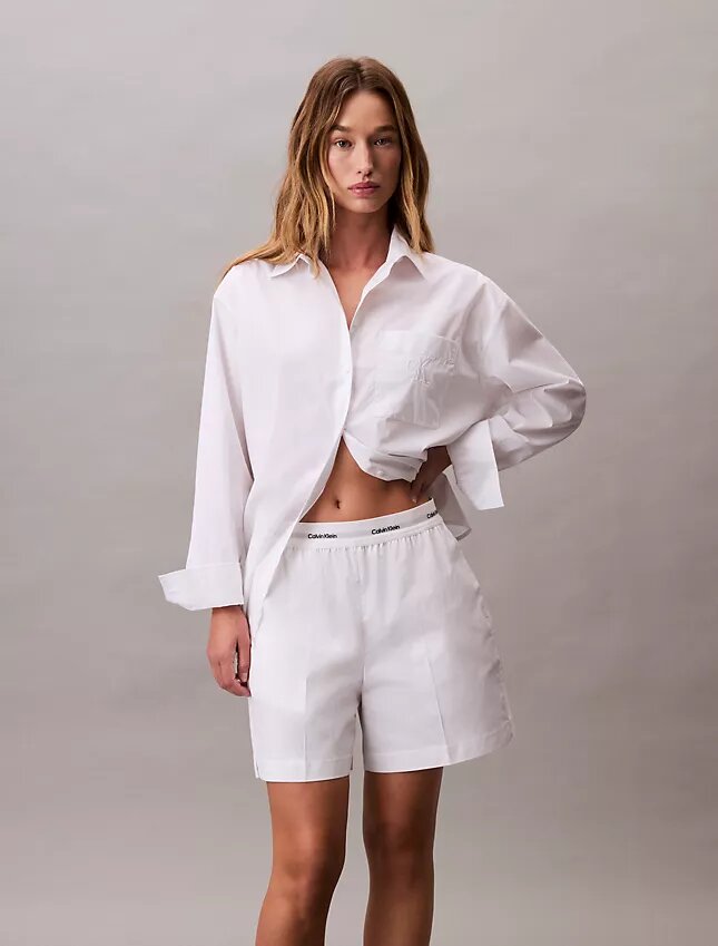 Short en coton avec bandeau logo Short en coton avec bandeau logo