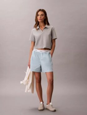 Short en coton avec bandeau logo